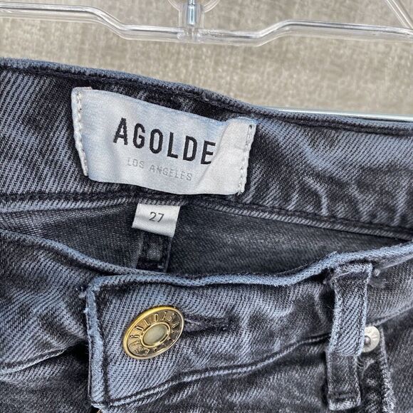 AGOLDE Jeans Womens 27 Faded Black Riley High Waist Straight Crop Button Fly - Picture 4 of 16